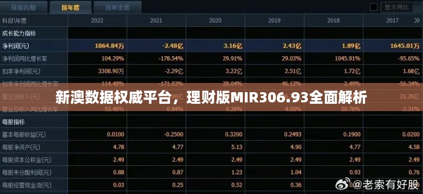 新澳數據權威平臺，理財版MIR306.93全面解析