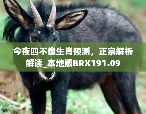 今夜四不像生肖預(yù)測，正宗解析解讀_本地版BRX191.09