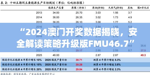 “2024澳門(mén)開(kāi)獎(jiǎng)數(shù)據(jù)揭曉，安全解讀策略升級(jí)版FMU46.7”