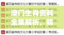 澳門(mén)生肖資料全集解析，精編版NOS784.89最佳解讀