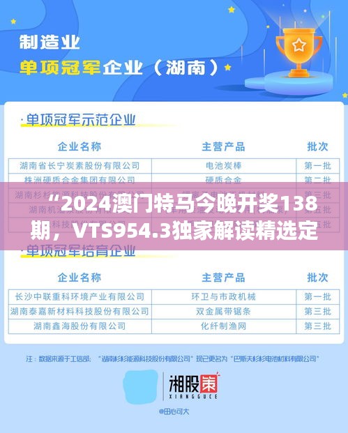 “2024澳門特馬今晚開獎(jiǎng)138期，VTS954.3獨(dú)家解讀精選定義”