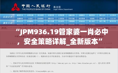 “JPM936.19管家婆一肖必中，安全策略詳解_全新版本”