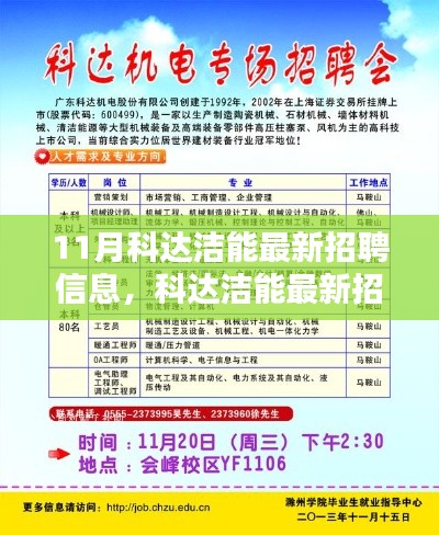 11月科達潔能最新招聘信息發(fā)布，求職者的福音