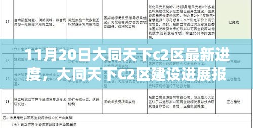 大同天下C2區(qū)建設(shè)最新進度報告（11月20日更新），細節(jié)揭秘與進展解讀