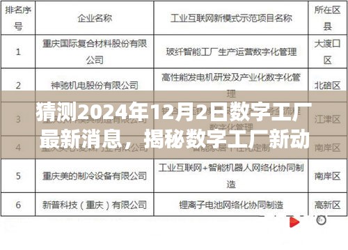 揭秘?cái)?shù)字工廠最新動態(tài)，獨(dú)家解讀2024年12月2日數(shù)字工廠進(jìn)展與小巷特色小店探秘