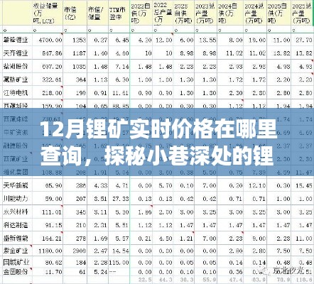 探秘小巷深處的鋰礦寶藏，十二月實(shí)時價(jià)格一網(wǎng)打盡！