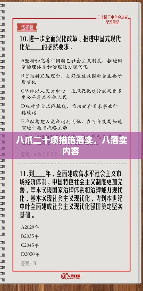 八爪二十項措施落實，八落實內(nèi)容 