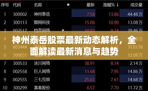 神州泰岳股票最新動(dòng)態(tài)解析，全面解讀最新消息與趨勢