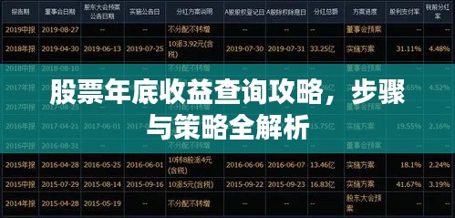 股票年底收益查詢攻略，步驟與策略全解析