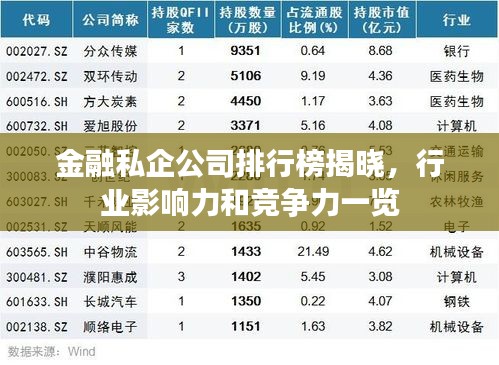 金融私企公司排行榜揭曉，行業(yè)影響力和競爭力一覽