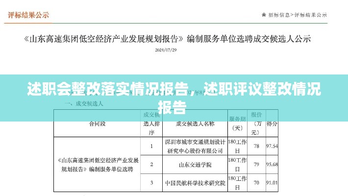 述職會整改落實情況報告，述職評議整改情況報告 